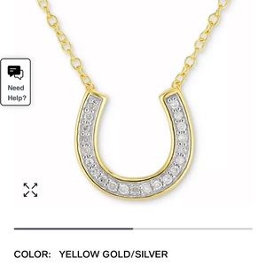 Macy’s Fine Jewelry Diamond Horseshoe 18” Pendant Necklace Yellow gold plated